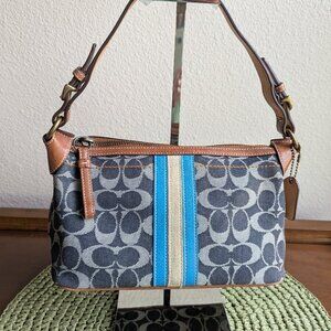 Vintage Y2k Coach Signature Mini Denim Handbag Multicolor #B04Q-7041